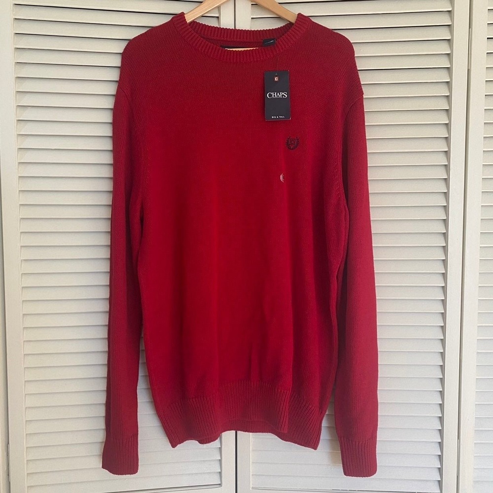 Chaps Red Tall Large Pullover 100% Cotton